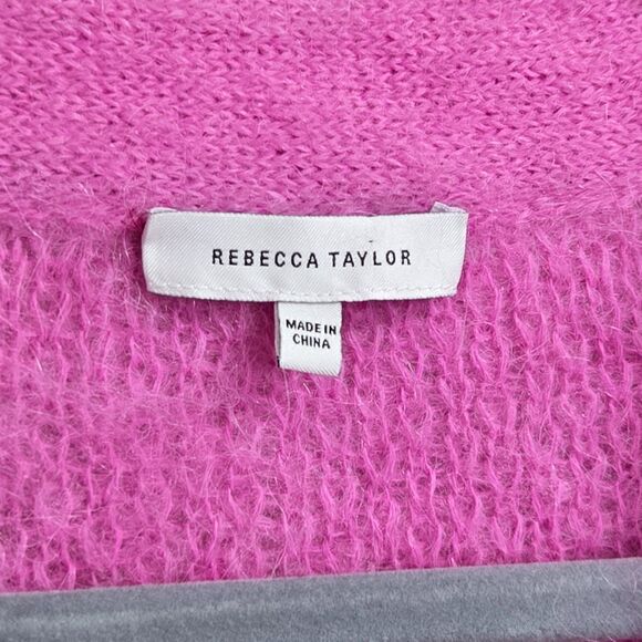 Rebecca Taylor Cardigan Sweater Size XS/S Oversized Pink Brushed Finish Mohair - Picture 2 of 10